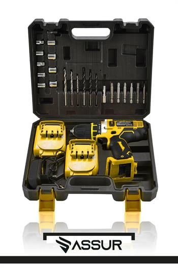 Assur 12V Çift Akü Metal Şanzıman Şarjlı Matkap Akülü Vidalama