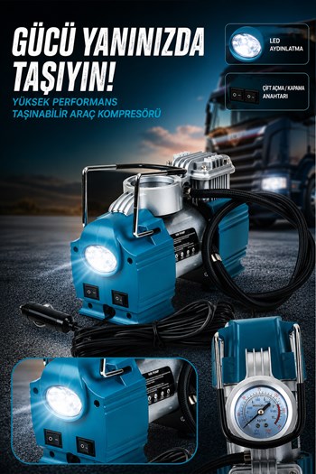 Assur 12v Çakmaklık Girişli 150 psi Mini Hava Kompresörü