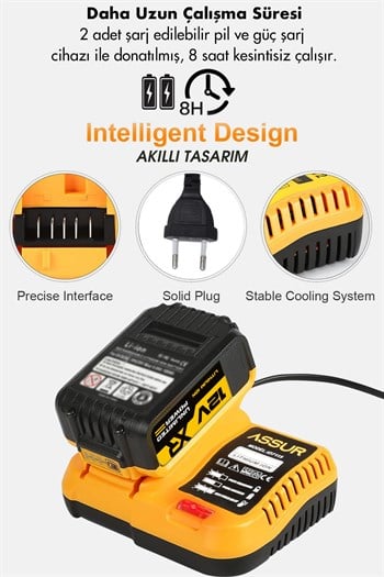 Assur 12V Çift Akülü Vidalama Metal Şanzıman Şarjlı Matkap