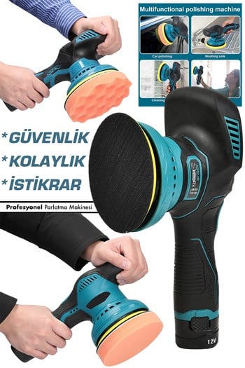 Assur 12V Orbital 6 Kademeli Pasta Cila Kaporta Parlatma Şarjlı Polisaj Makinesi