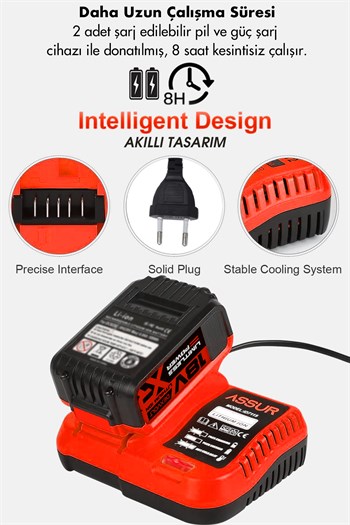 Assur 18V Çift Akülü Çelik Şanzıman Dal Budama Makası & Testeresi 2 Li Set