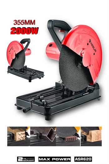 Assur 2000W Bakır Sargılı Metal Şanzıman 355 Mm Profil Metal Kesme Makinesi KIRMIZI