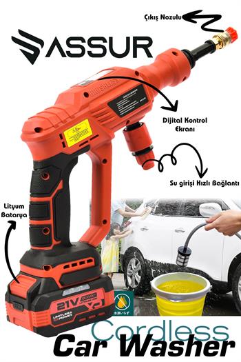 ASSUR 21V Çift Akülü Kömürsüz Dijital Ekranlı Yüksek Basınçlı Oto Yıkama Makinesi
