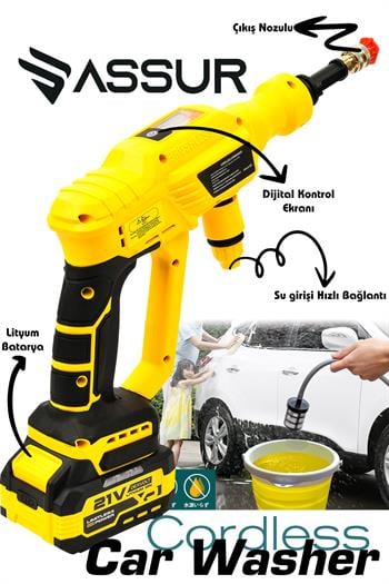 ASSUR 21V Çift Akülü Kömürsüz Dijital Ekranlı Yüksek Basınçlı Oto Yıkama Makinesi