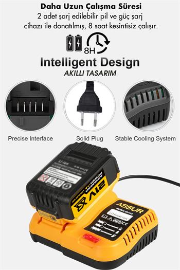Assur 800 NM TORKLU 32 PARÇA 21V ÇİFT AKÜLÜ 1/2 ŞARJLI SOMUN SIKMA SÖKME MAKİNESİ