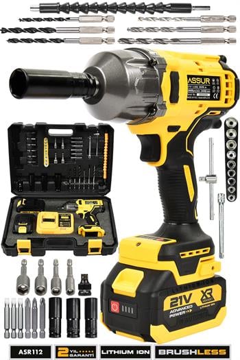 Assur 800 NM TORKLU 32 PARÇA 21V ÇİFT AKÜLÜ 1/2 ŞARJLI SOMUN SIKMA SÖKME MAKİNESİ