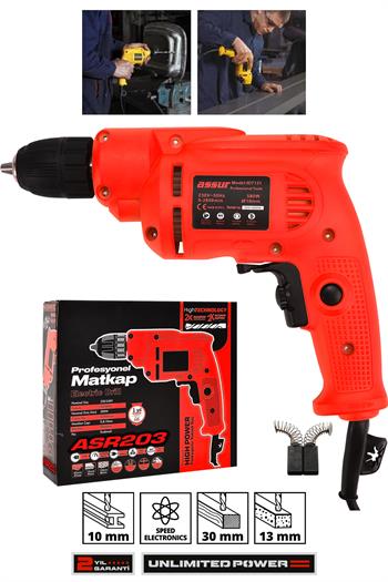 Assur 580W Metal Şanzıman 10mm Elektrikli Matkap