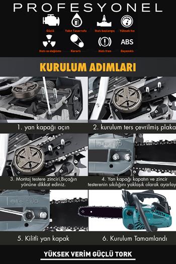 Assur 25cc Mini Benzinli Testere Ağaç Odun Dal Budama Ve Kesme Testeresi Hızar Motoru