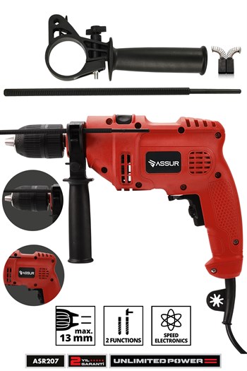ASSUR 500W Darbeli Metal Şanzıman 13mm Mandren Elektrikli Matkap