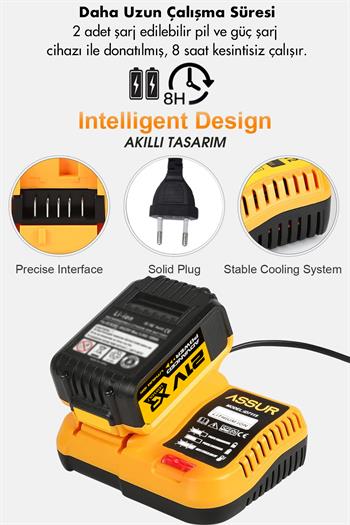 Assur 21V 6 Başlıklı Set Testere Vidalama Tilki Kuyruğu Taşlama Somun Sökme Hava Pompası