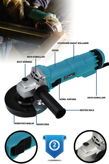 Assur 750W Avuç Taşlama Makinesi 125mm Bakır Sargılı Spiral