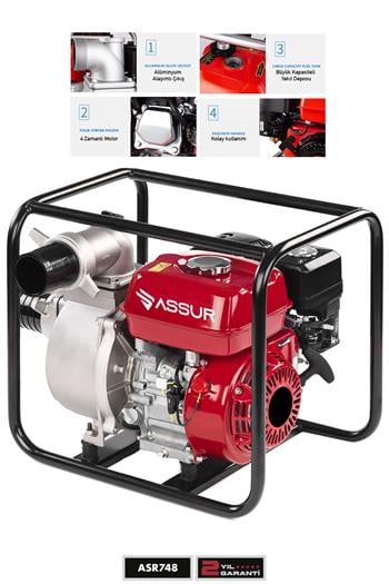 Assur 9,8 Hp Metal Şanzıman Turbo Benzinli Yüksek Performans 3 Parmak Benzinli Su Motoru