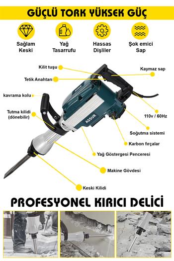 Assur 1800W Darbeli 16 Kg Kırıcı Delici Hilti