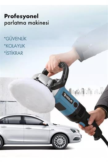 Assur 1200W Polisaj Makinesi Devir Ayarlı 6 Kademeli 180mm Pasta Cila