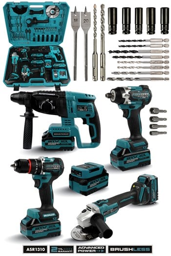 Assur Plus 21V Darbeli Kömürsüz Kırıcı Delici Hilti & Taşlama & Matkap & Somun Sıkma Sökme 4'lü Set