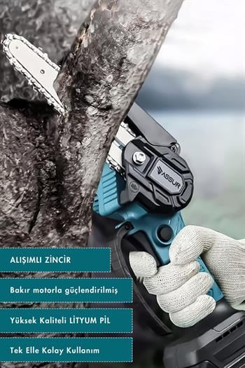 Assur 18V Çift Akülü Ağaç Odun Dal Budama Testere