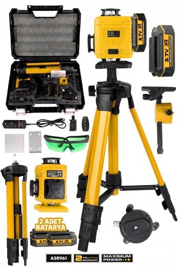 Assur Profesyonel 360° 16 Köşe Otomatik Hizalama Tripod'lu Lazer Metre Hizalama