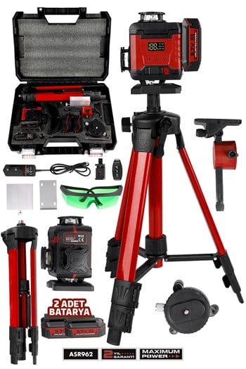 Assur Profesyonel 360° 16 Köşe Otomatik Hizalama Tripod'lu Lazer Metre Hizalama