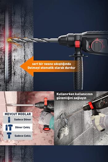 Assur Profesyonel 850W Darbeli Kırıcı Delici Hilti 26mm Matkap