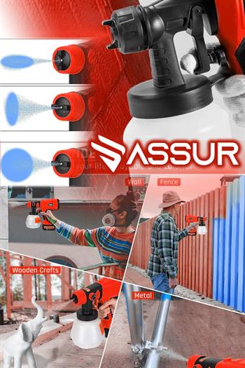 Assur Profesyonel 21V Çift Akülü 300 Mm Vernik Sprey Boya Püskürtme Makinesi