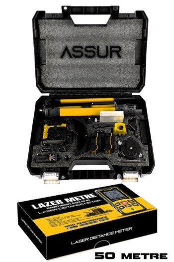 Lazer Metre + 360° 16 Köşe Otomatik Hizalama Tripodlu Lazer Metre Hizalama