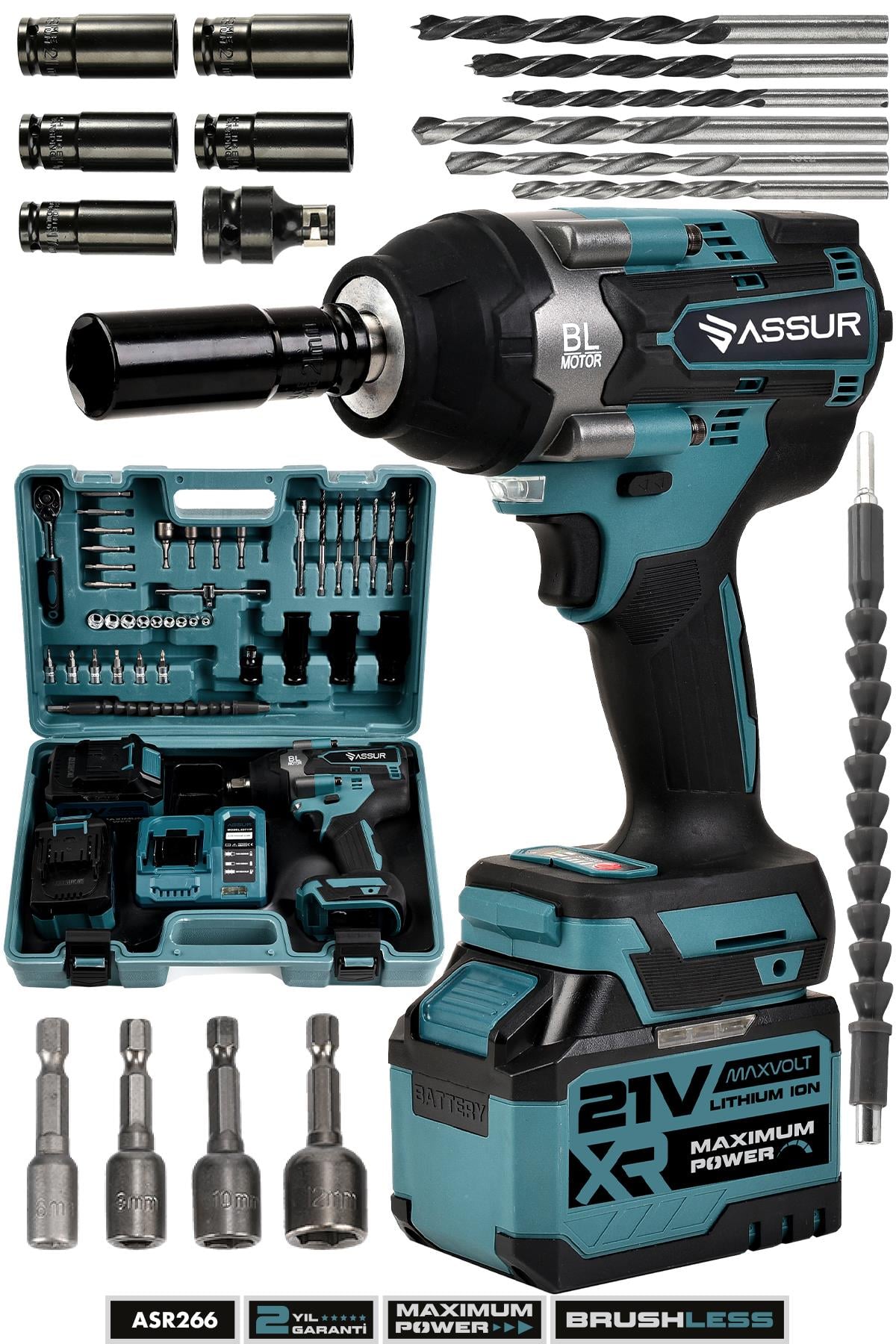 ASSUR 21V 700Nm Darbeli Somun Sıkma Sökme Makinesi