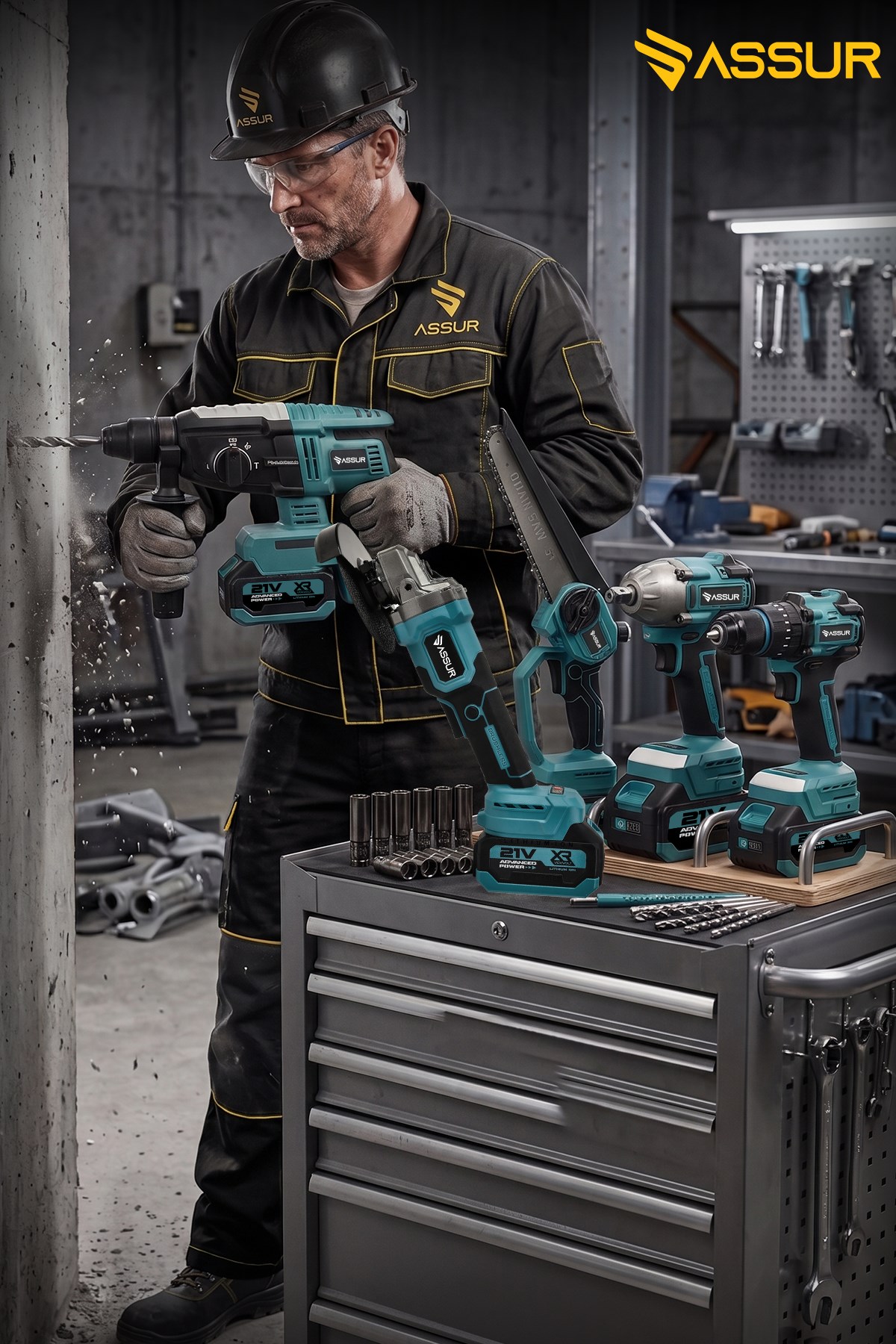 Assur 21V Darbeli Kömürsüz 5'li Set Kırıcı Delici Hilti - Taşlama ...