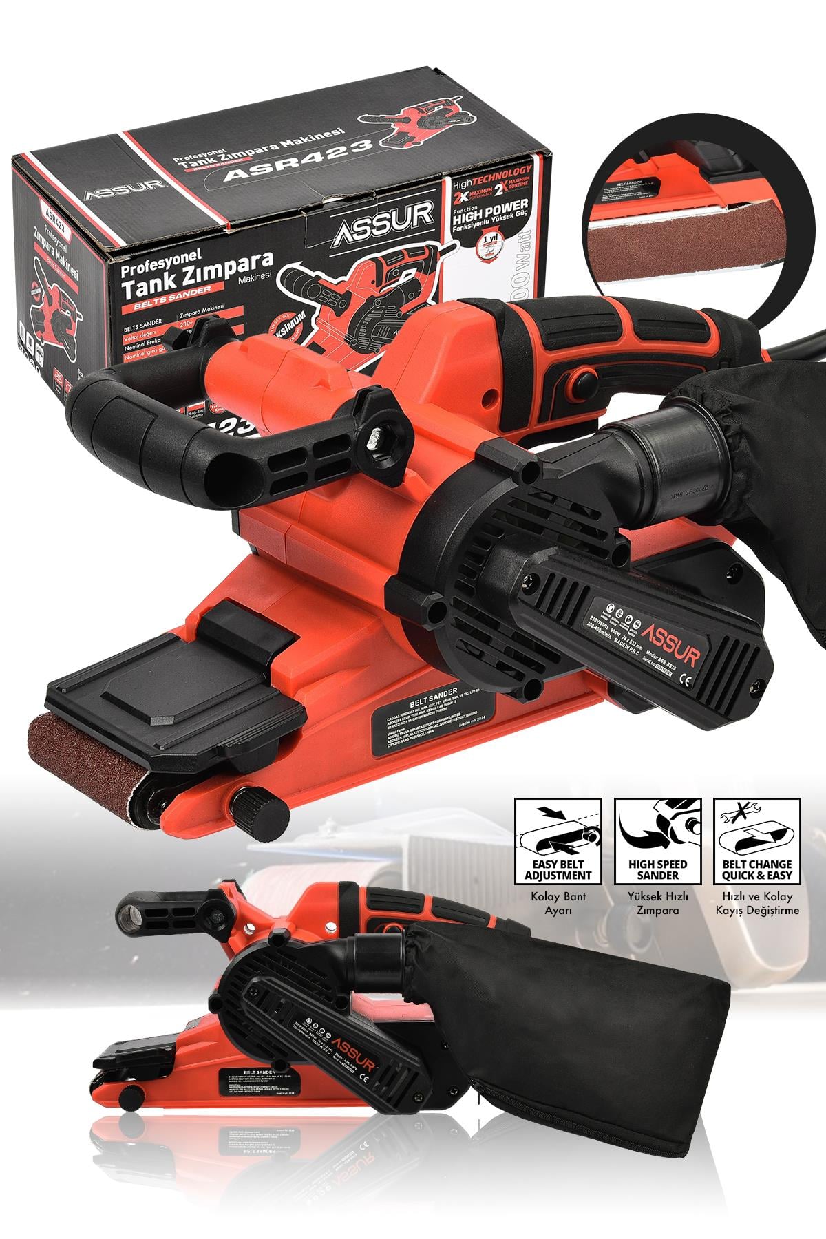 As, エス Sucker tank Assur 900W Elektrikli Vakumlu Tank Zımpara Makinesi