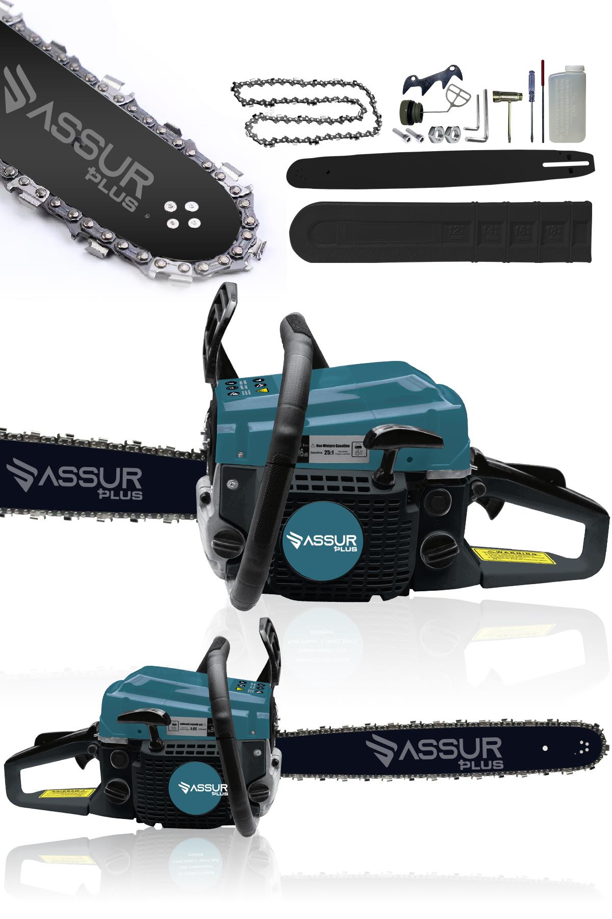 Assur 52 Cc Benzinli Ağaç Odun Dal Kesme 45 Cm Testere