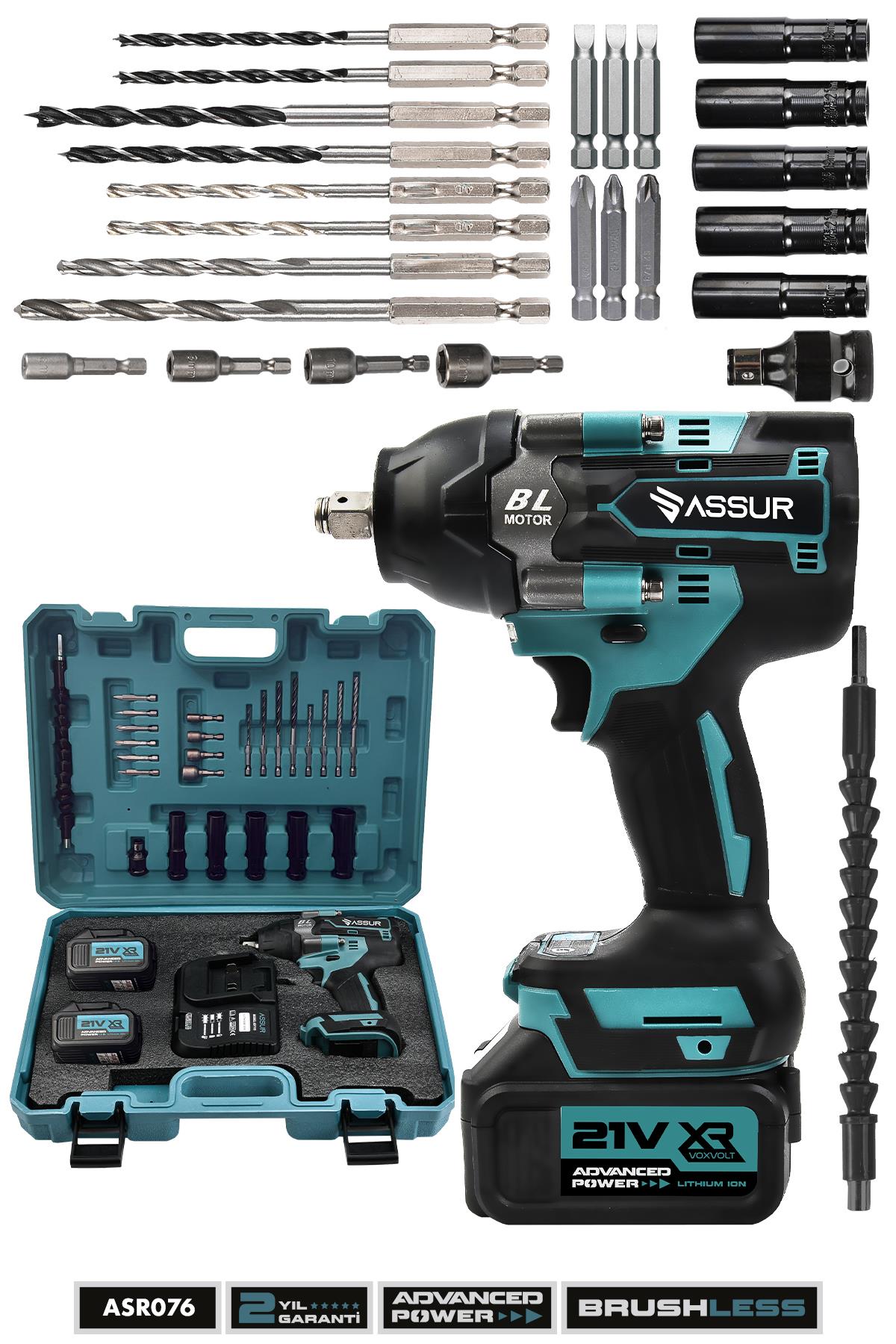 Assur Plus 21V Çift Akülü Vidalama Darbeli Kömürsüz 800Nm Bijon