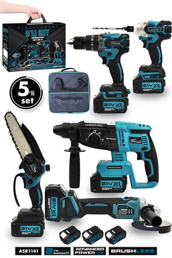 PRO SENDR アームガードとボールセット Assur Profesyonel 21V Bez Çantalı Kömürsüz Darbeli Şarjlı 5'li Set