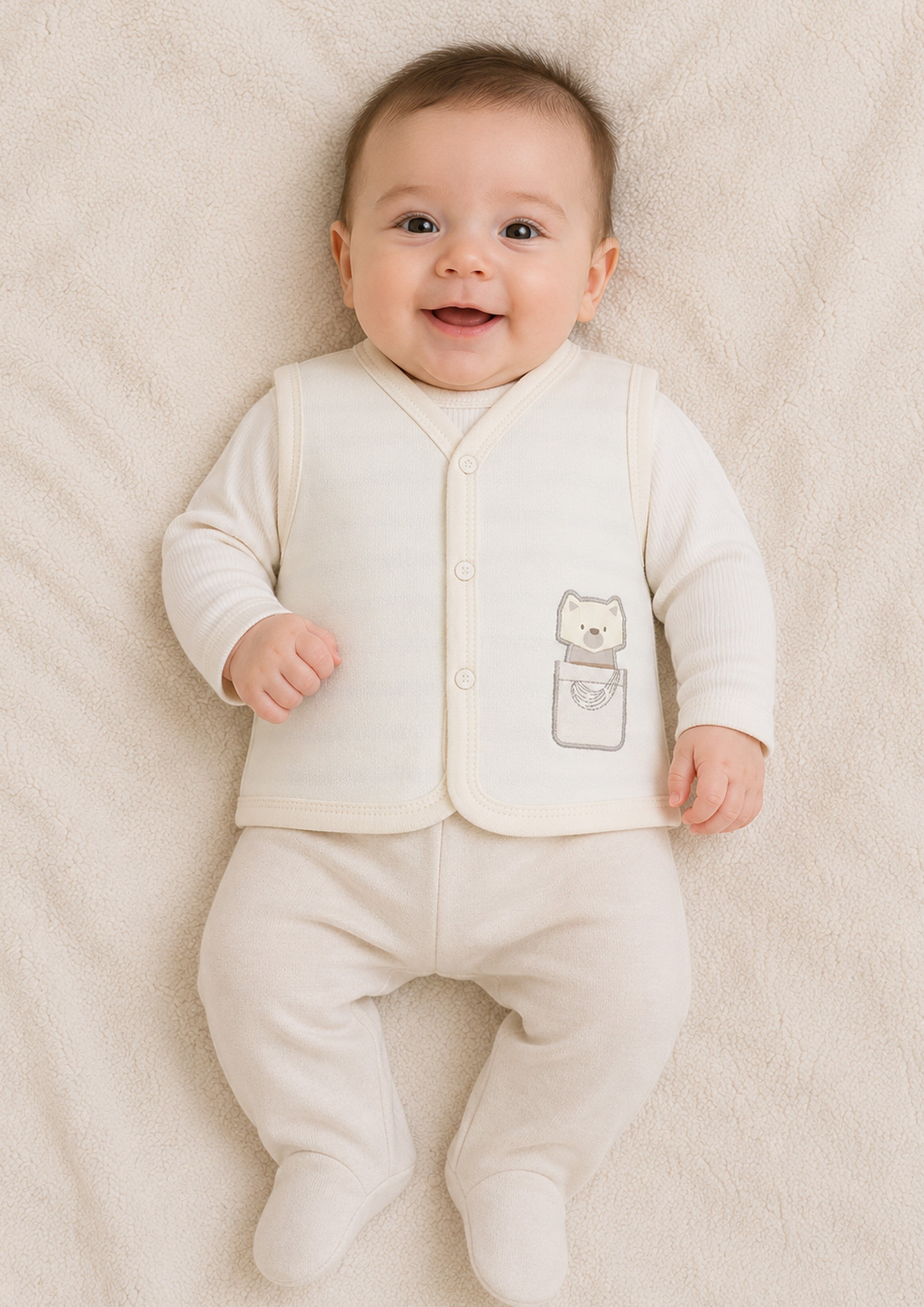 Bistyle Racoon %100 Organik Çift Taraflı Unisex Yelek