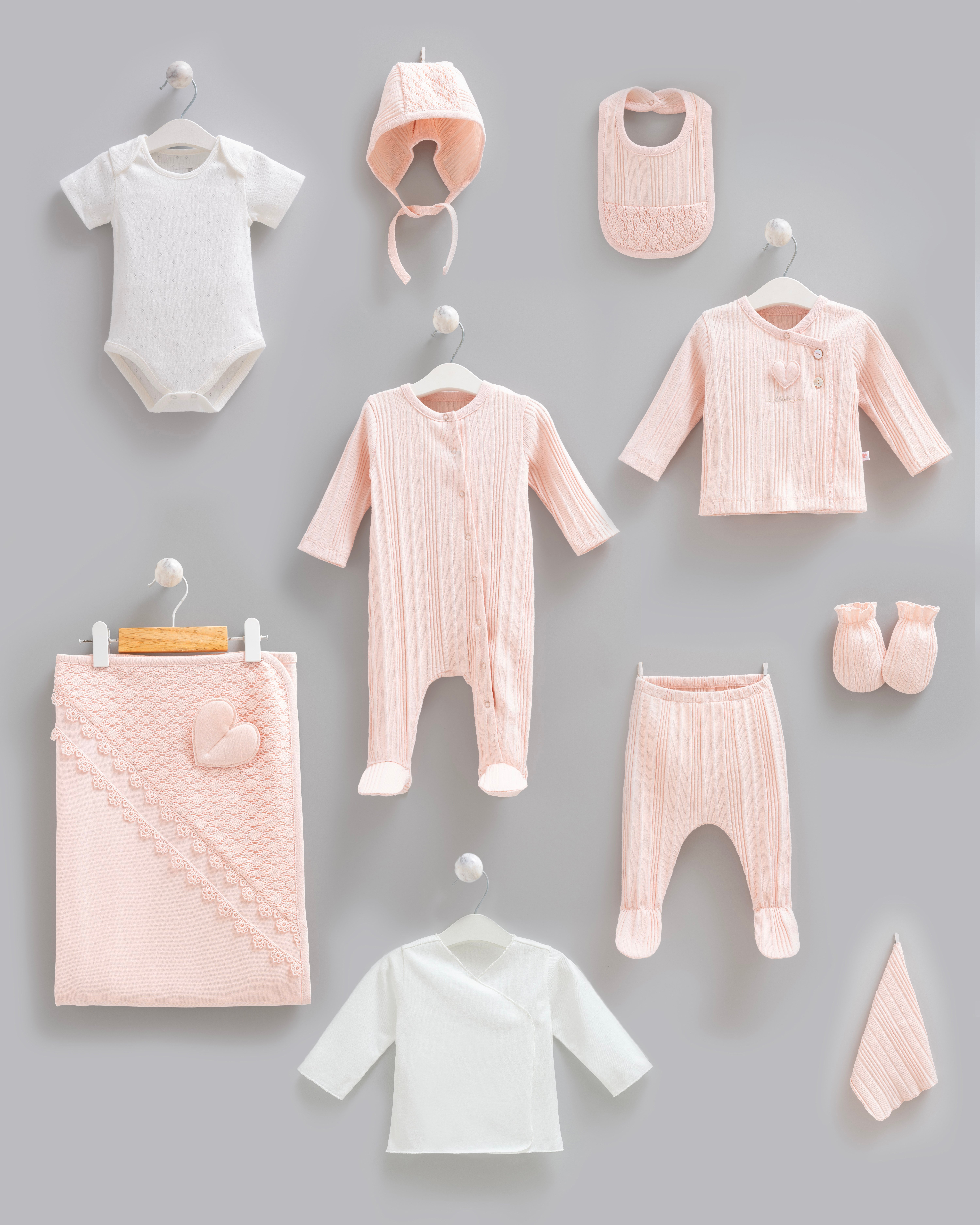 Hastane Çıkışı SetleriCaramell %100 Pamuk Beti Kız 10lu Set Pembe