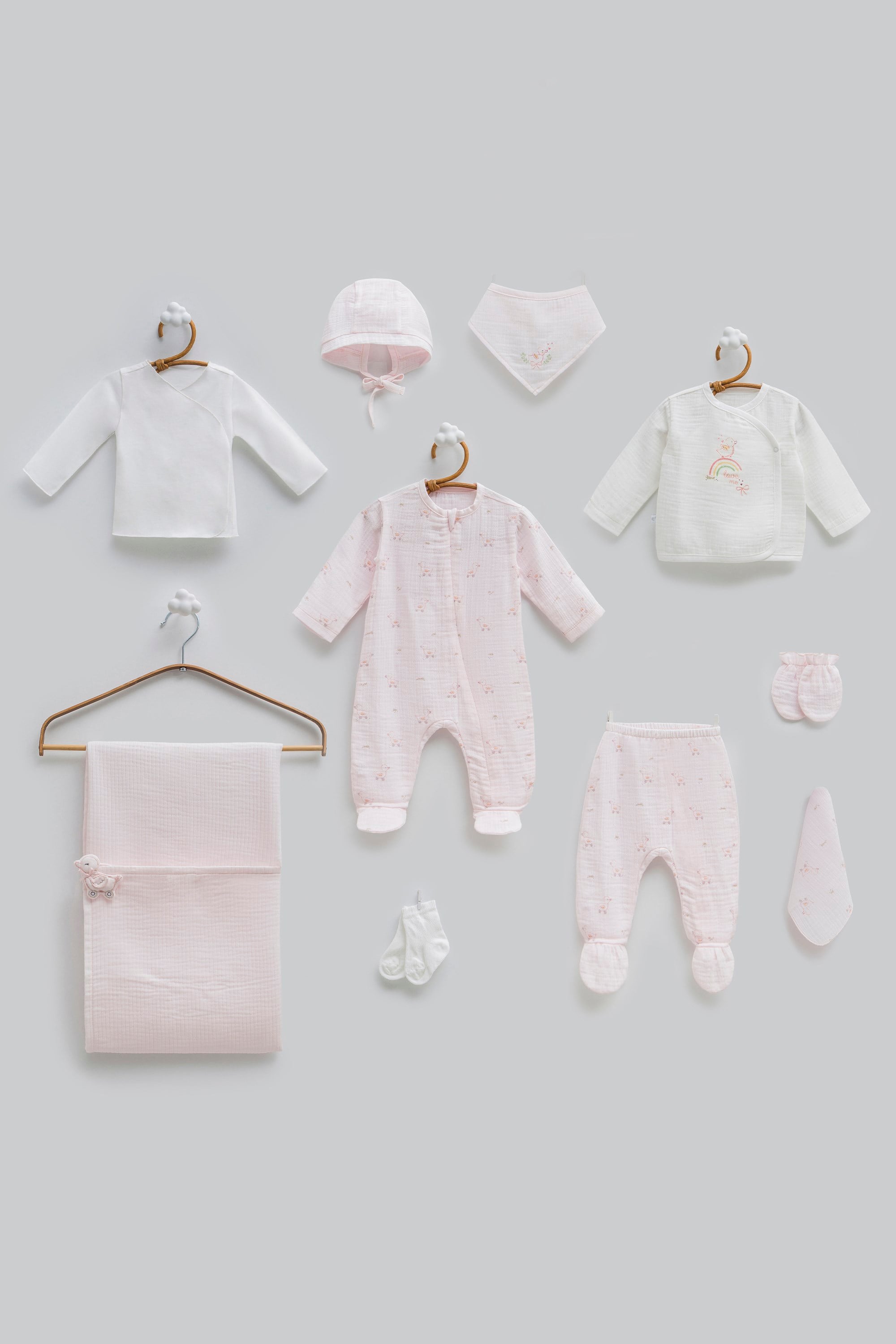 Caramell %100 Pamuk Love Time Müslin 10lu Set Pembe