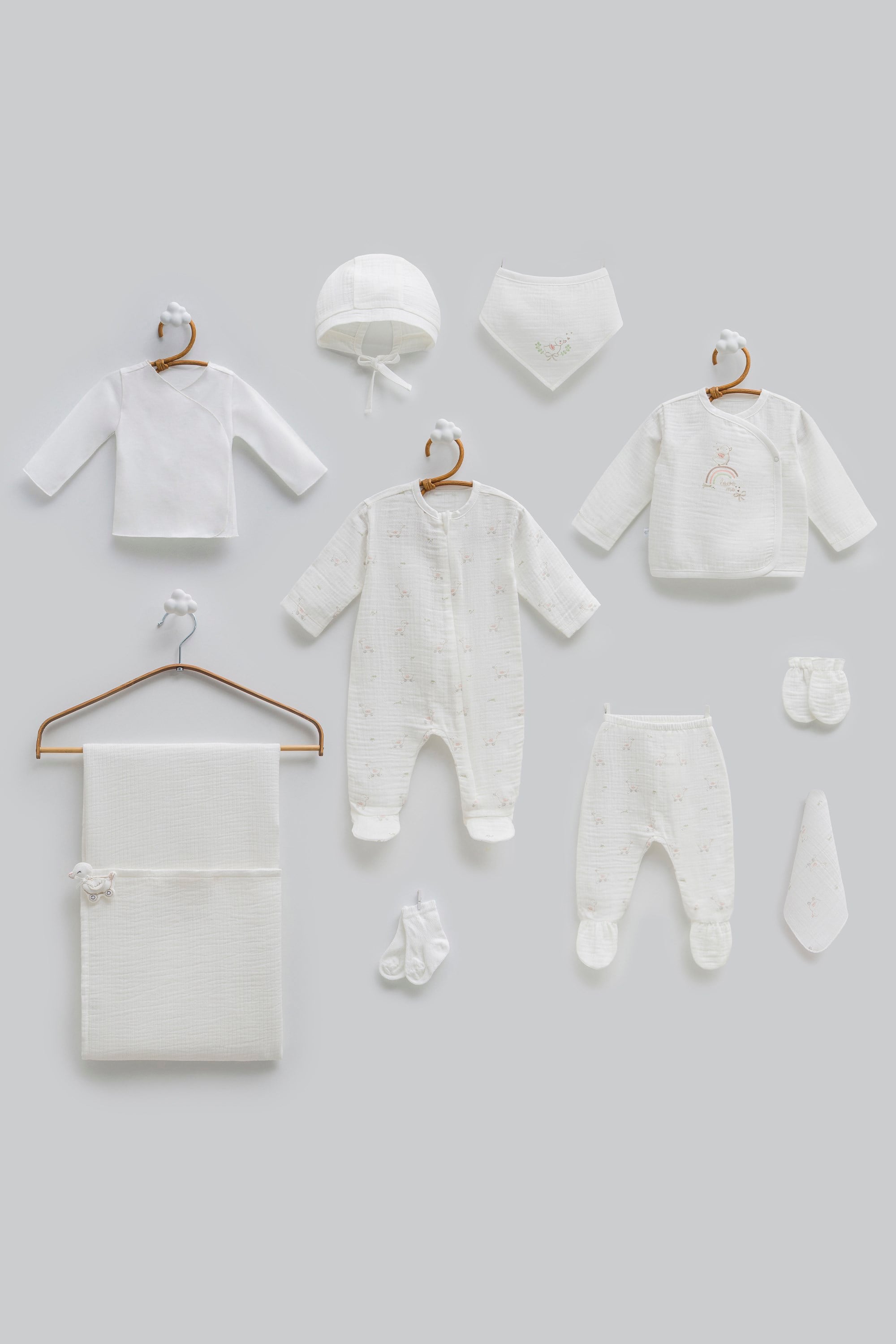 Caramell %100 Pamuk Love Time Müslin 10lu Set Ekru