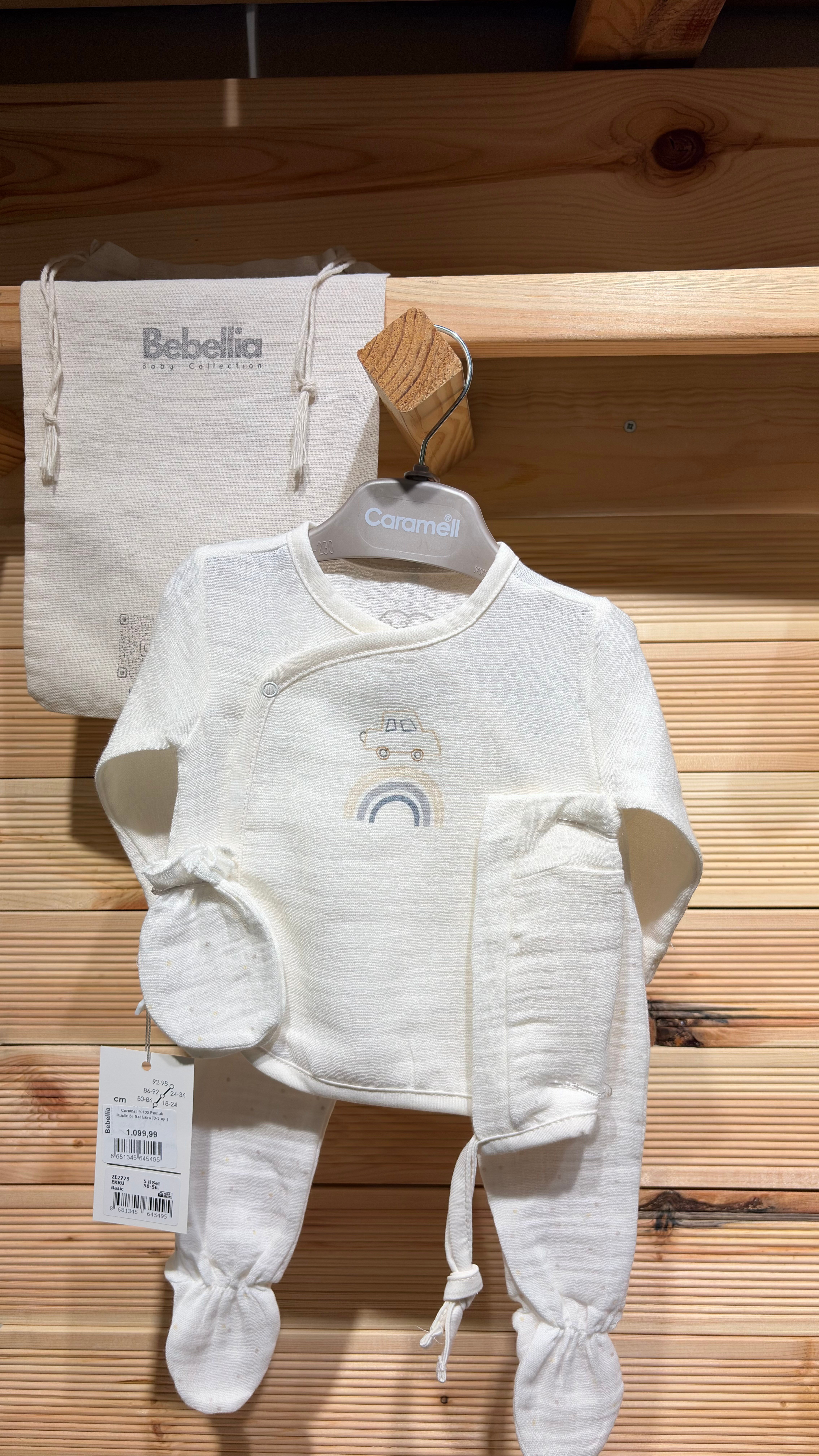 Caramell %100 Pamuk Müslin 5li Set Ekru