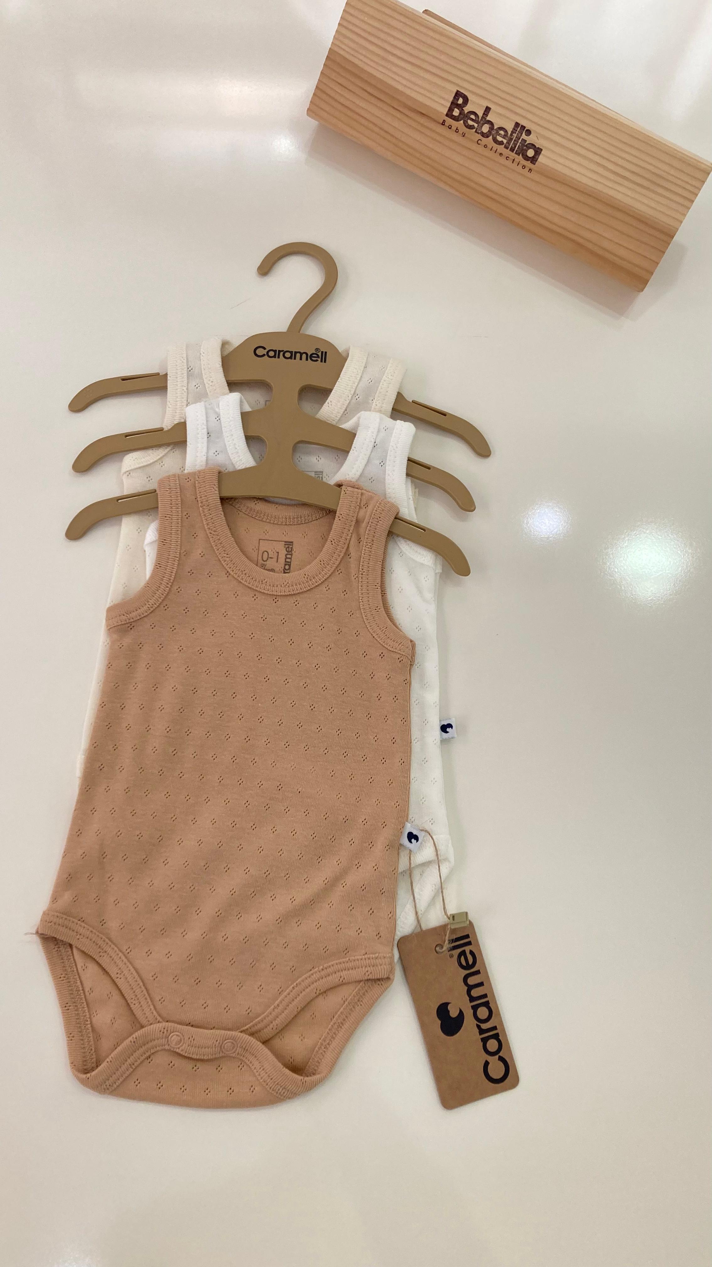 Caramell Askılı Çıtçıtlı 3lü Badi Kahve