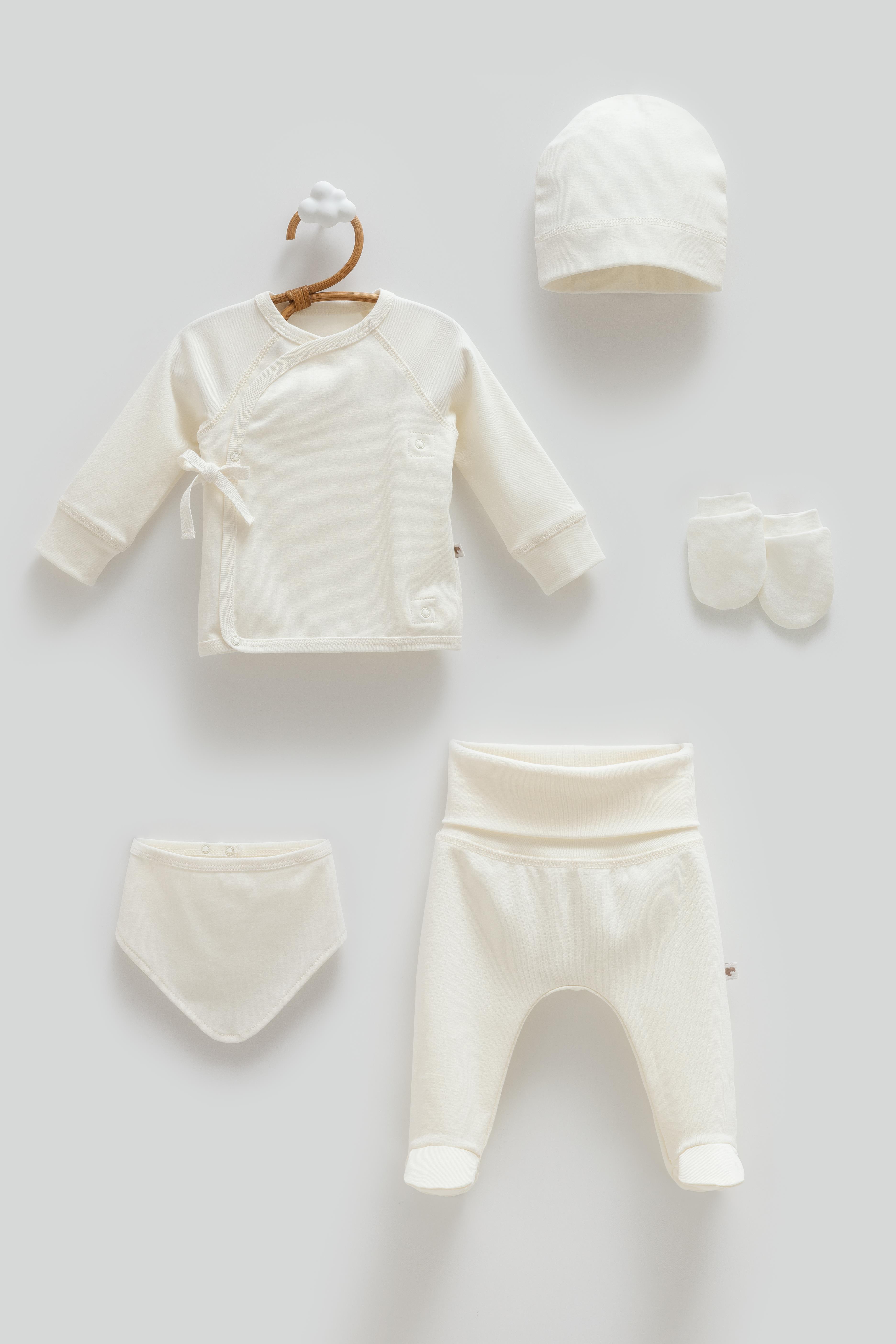 Hastane Çıkışı SetleriCaramell Milano Premium 5li Set Unisex Ekru