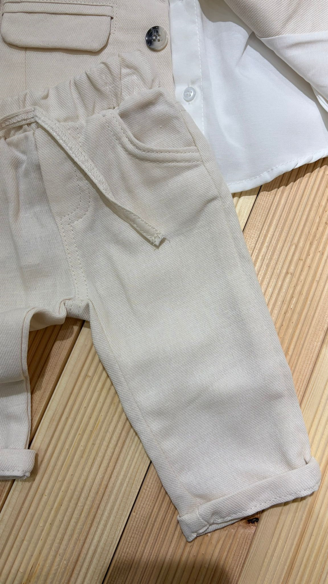 Ceketli Papyonlu Premium Erkek Takım Ekru