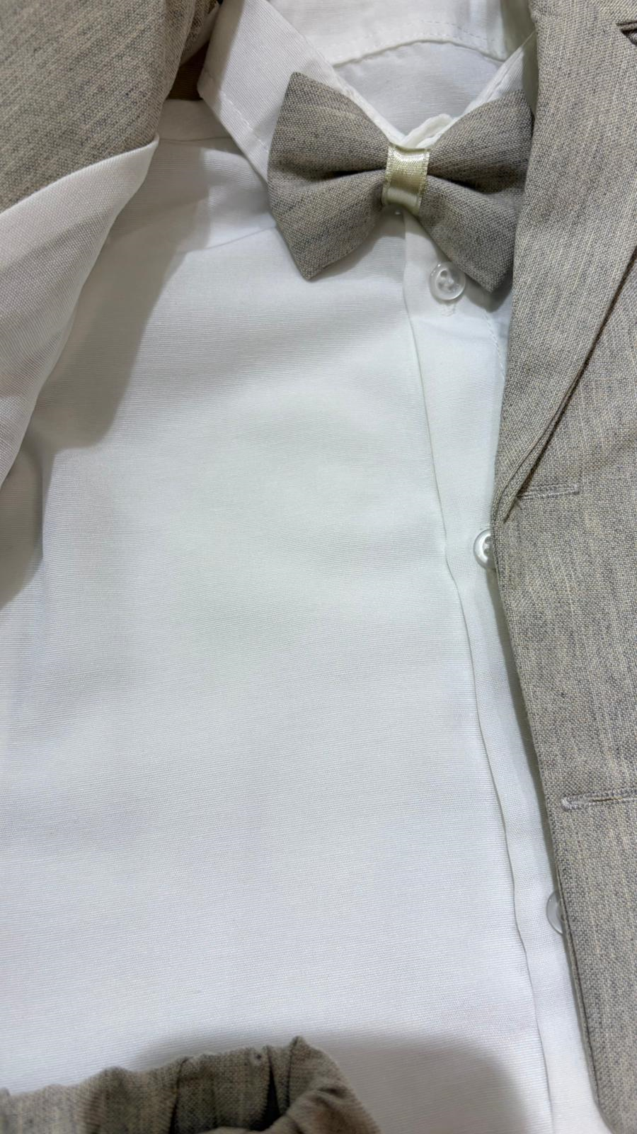 Ceketli Papyonlu Premium Erkek Takım Grimelanj