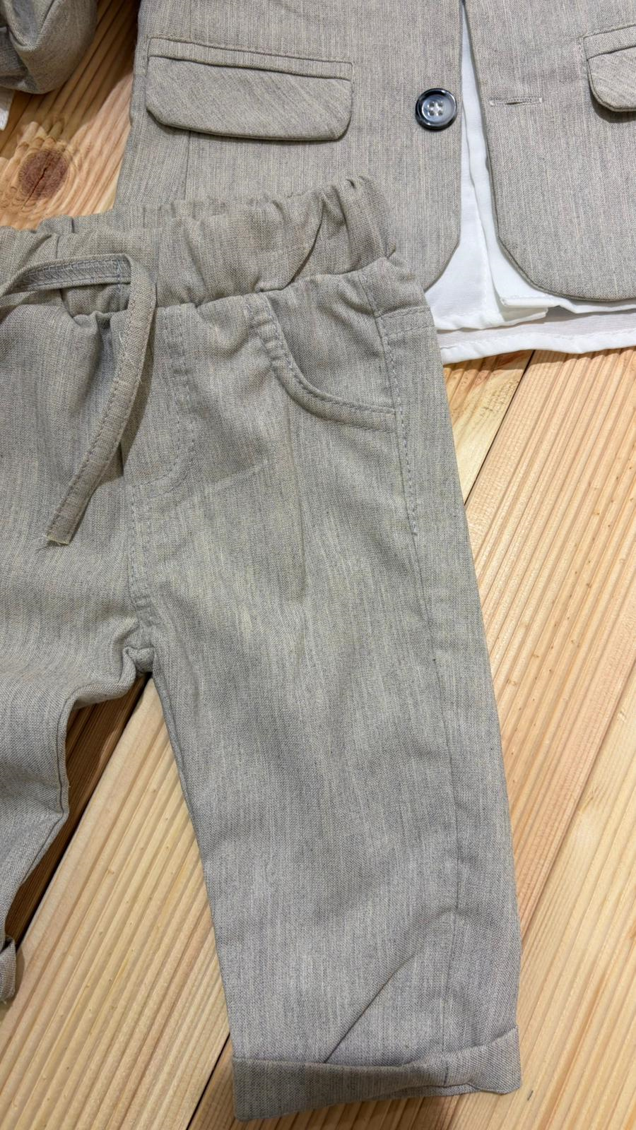 Ceketli Papyonlu Premium Erkek Takım Grimelanj