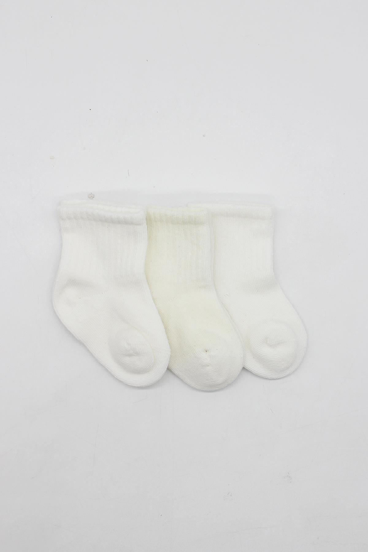 GOTS Sertifikalı 3lü Dikişsiz Çorap Ekru Unisex