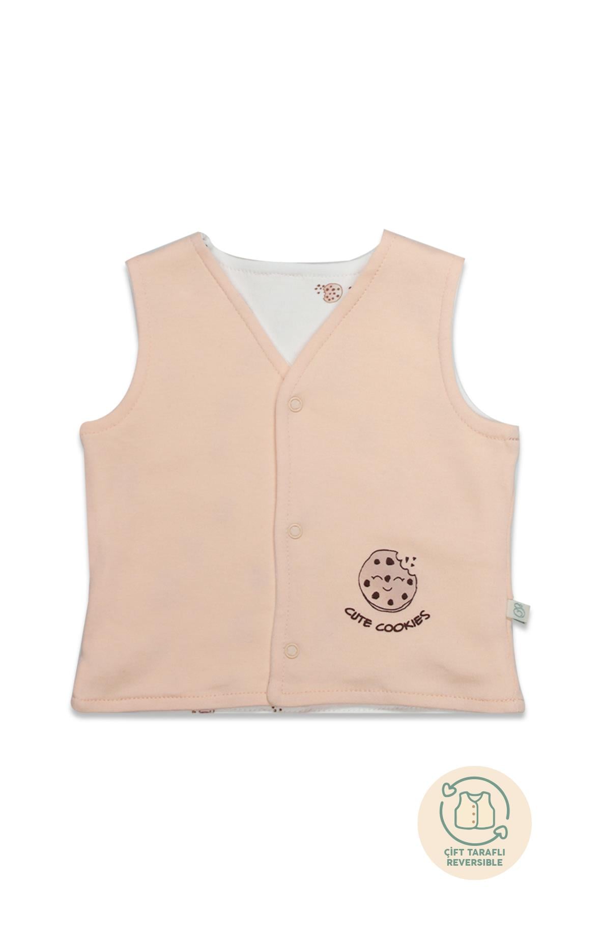 GOTS Sertifikalı Yelek Cute Happy Somon-Unisex