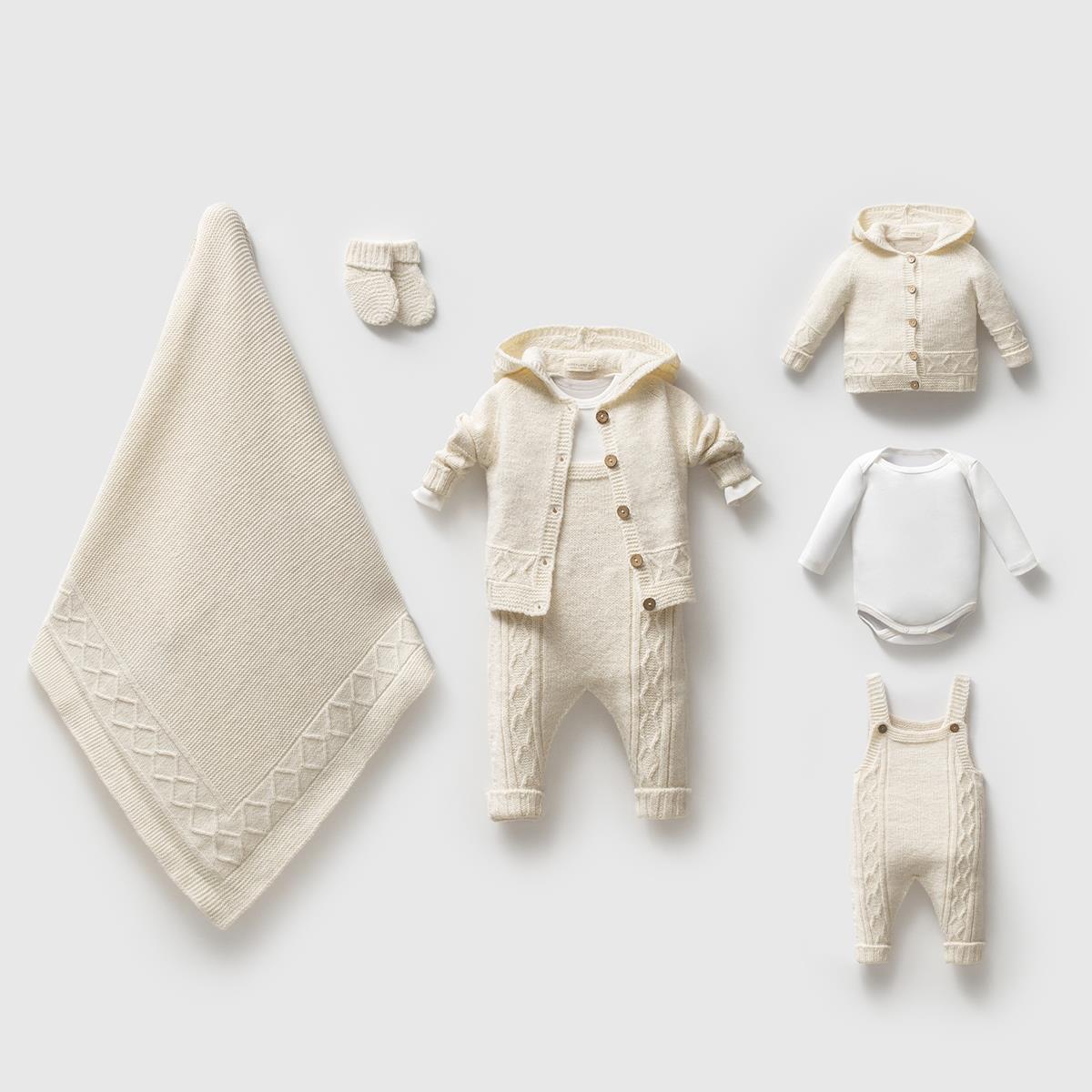 Nipperland 5li Triko Unisex Salopetli Set Krem