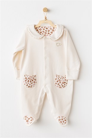 Andywawa %100 Pamuk 10lu Set Leopard Ekru