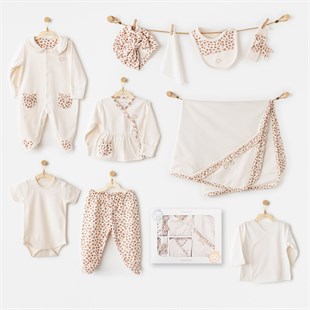 Andywawa %100 Pamuk 10lu Set Leopard Ekru