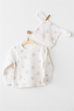 Andywawa %100 Pamuk 3lü Unisex Kuzulu Yenidoğan Set