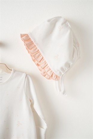 Andywawa %100 Pamuk Şapkalı Eldivenli Tulum Ekru