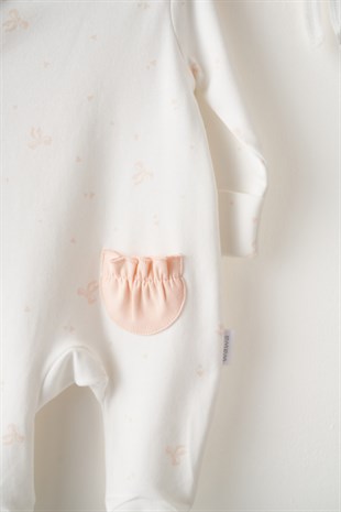 Andywawa %100 Pamuk Şapkalı Eldivenli Tulum Ekru