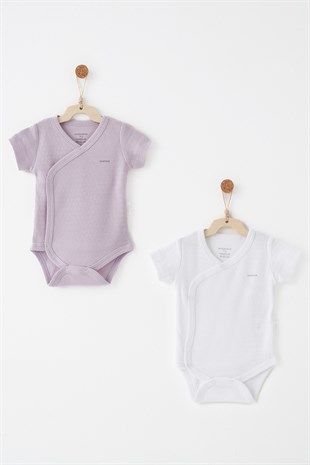 Andywawa Modal 2li Kısa Kol Kruvaze Badi Lila